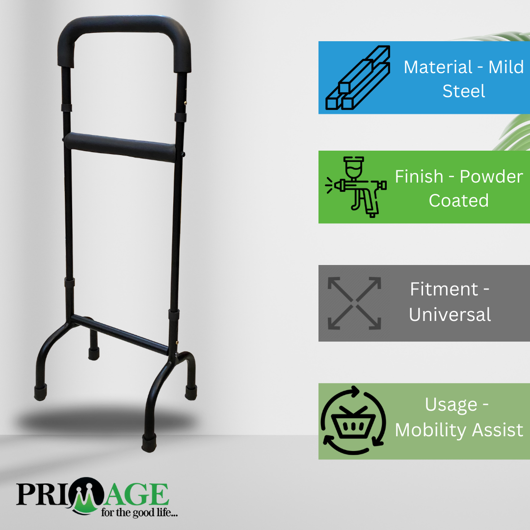 Side Walker & Self Standing Cane with Adjustable Height & Anti-Slip Grips