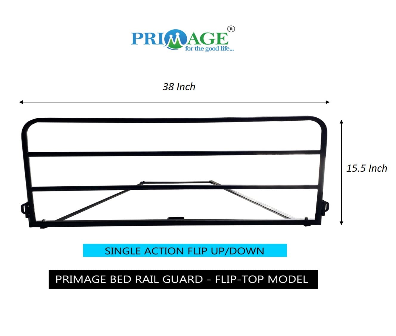 Bed Side Safety Rail Guard/Protector For Adults/Seniors - Black
