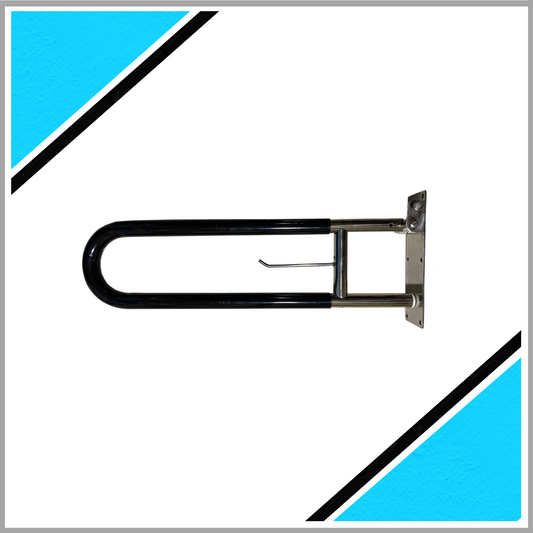 Stainless Steel Swing-up Toilet Grab Bar Rails and Arm Support with Rubber Sleeve - 24 Inch