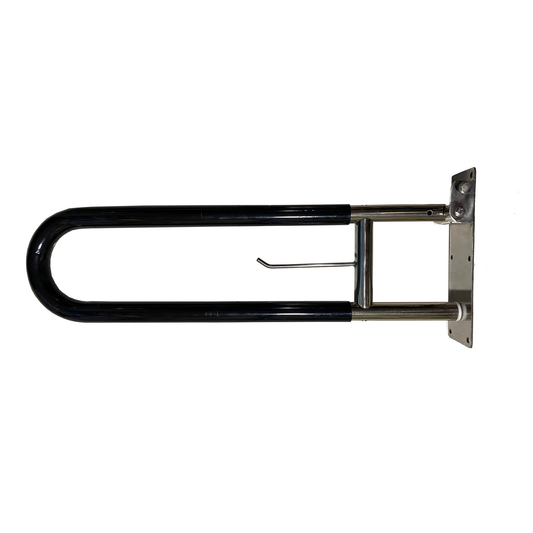 Stainless Steel Swing-up Toilet Grab Bar Rails and Arm Support with Rubber Sleeve - 24 Inch