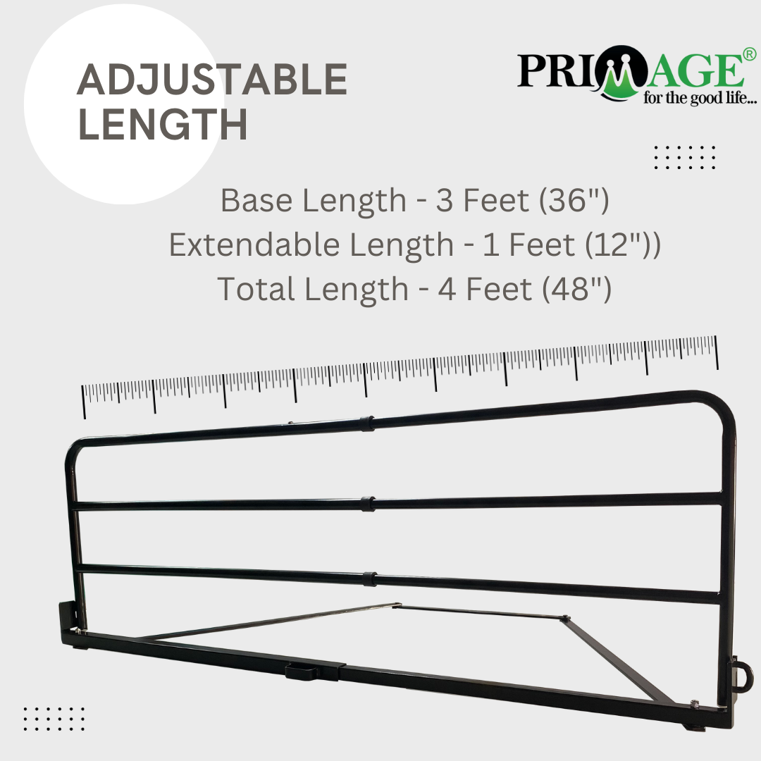 Length Adjustable Bed Side Safety Rail Guard Protector for Adults with Storage Pocket - 36-48 Inches