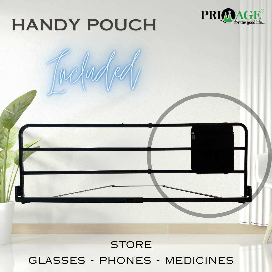 Length Adjustable Bed Side Safety Rail Guard Protector for Adults with Storage Pocket - 36-48 Inches