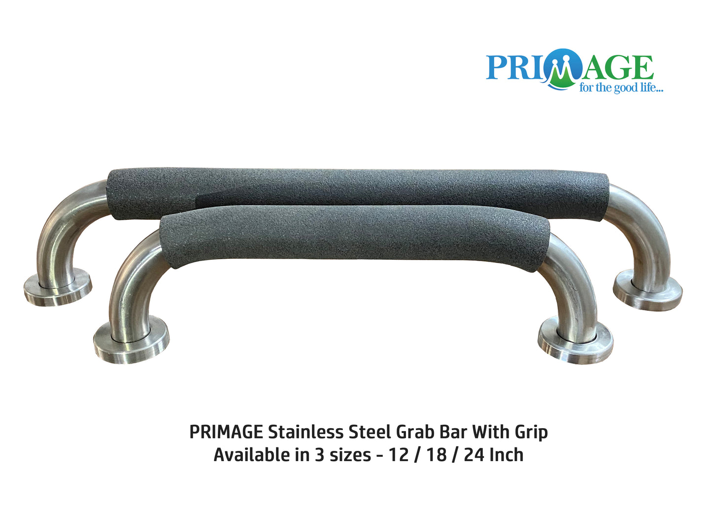 Stainless Steel Bathroom Safety Grab Bar with Anti-Slip Grip, 24 Inch Length