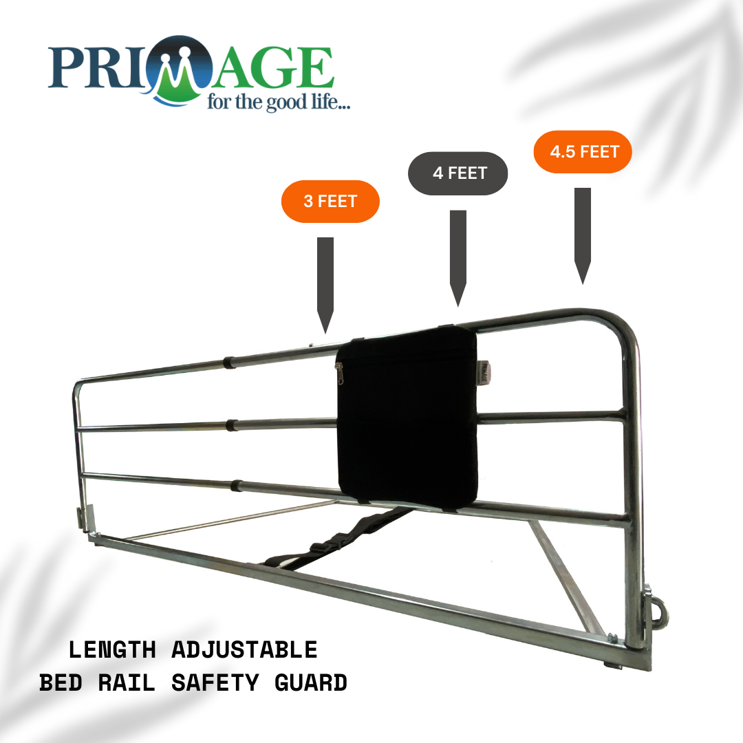 Length Adjustable Bed Side Safety Rail Guard Protector for Adults with Storage Pocket - 36 to 52 Inch