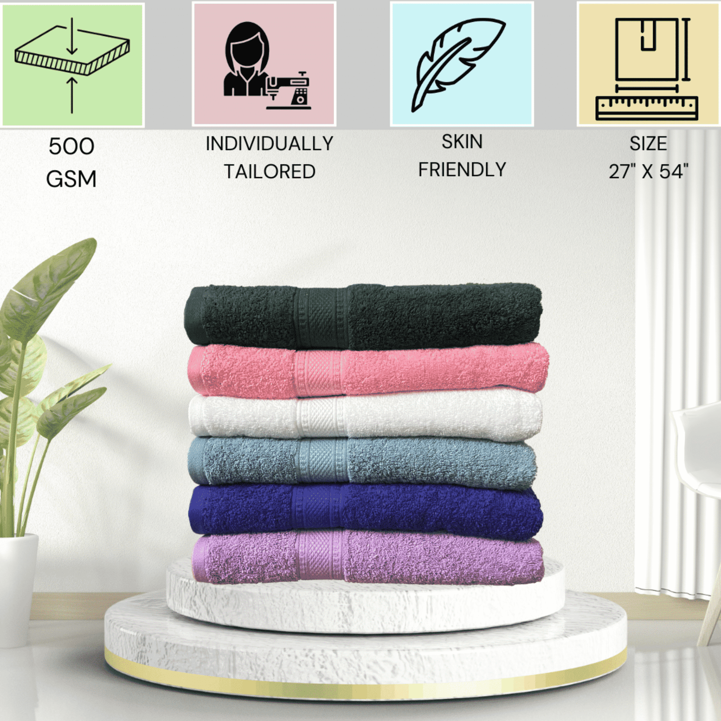 Cotton 100% Quick Dry & Super Absorbent Bath Towel, Navy Blue