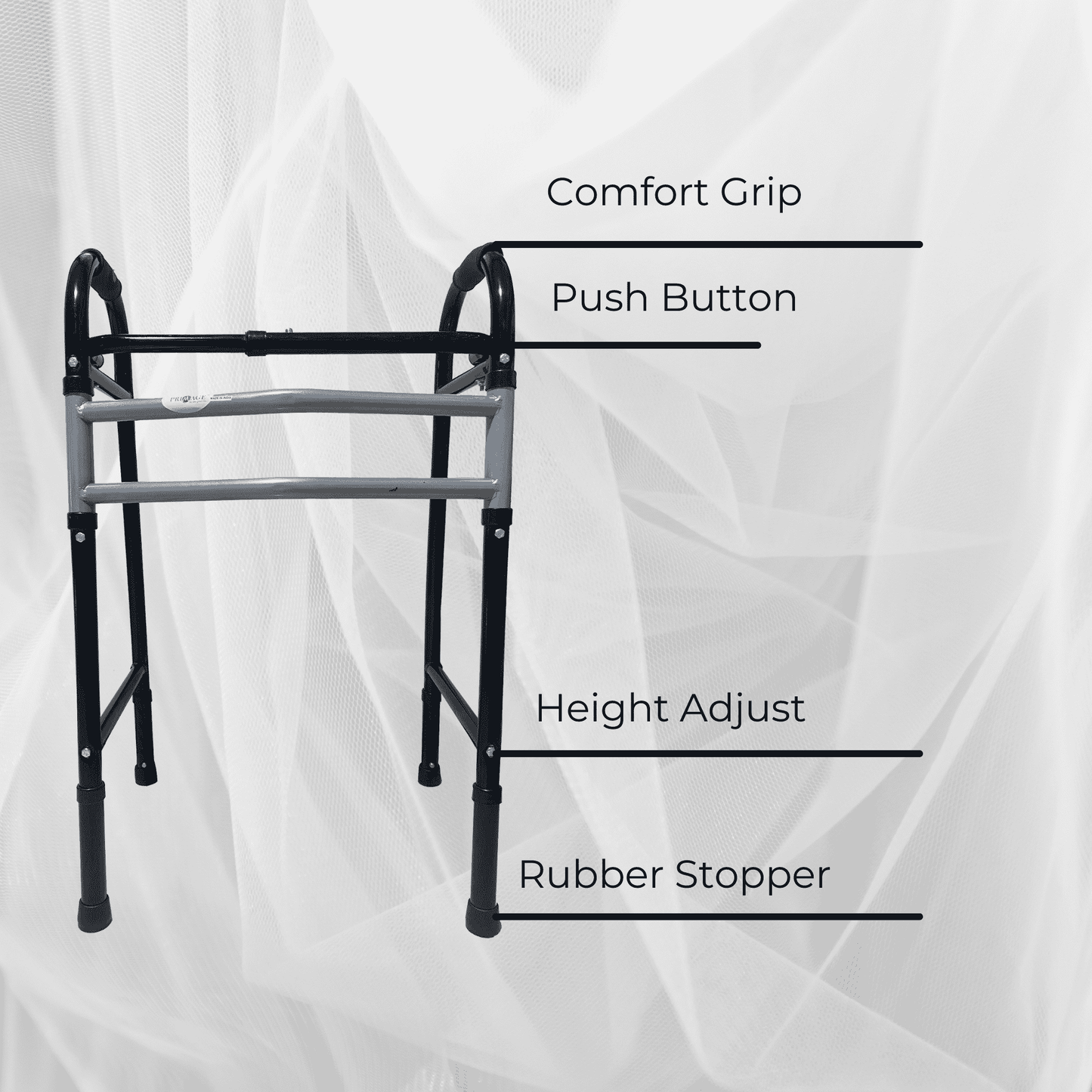 Height Adjustable Foldable Walker for Adults